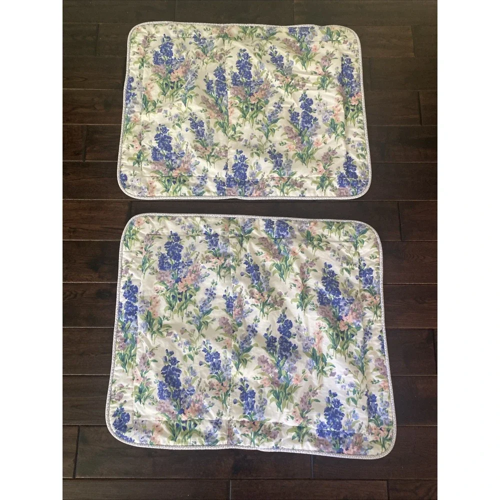 2 Vintage Laura Ashley Abbeville Stocks Standard Pillow Shams Padded Top